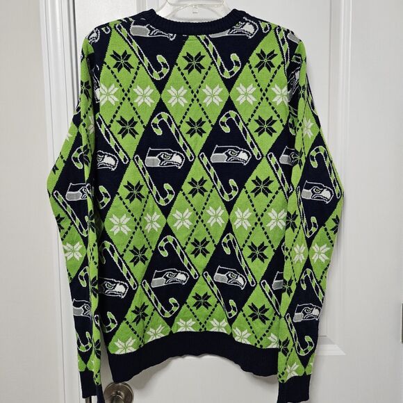 NFL Seattle Seahawks Ugly Christmas Sweater Men's Medium 100% Acrylic EUC - Picture 7 of 7